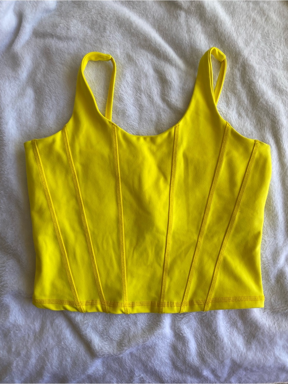 Yellow Women's Cropped Tank Top - Sleek Seam Detail
